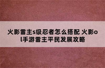 火影雷主s级忍者怎么搭配 火影ol手游雷主平民发展攻略